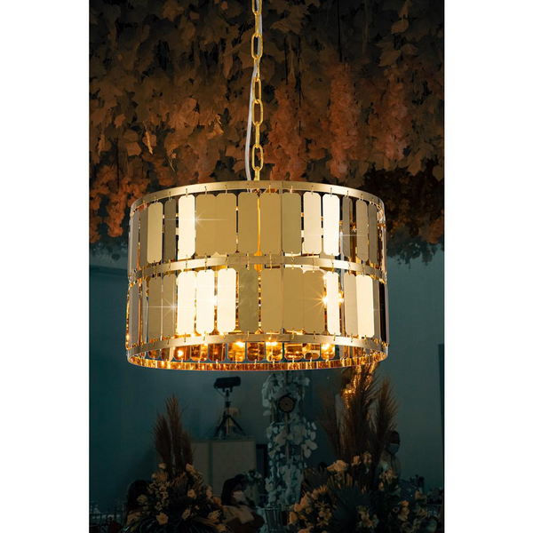 Sweeney Contemporary 4-Light Gold Stainless Steel Drum Chandelier