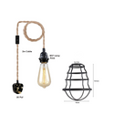 Fabric Hemp Flex Cable kit Black Plug In Pendant Lamp Light E27 Fitting Vintage Lamp~3692