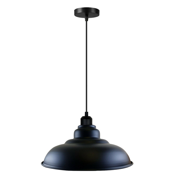 LEDSone industrial Vintage  32cm  Black Pendant Retro Metal Lamp Shade E27 Uk Holder~3691
