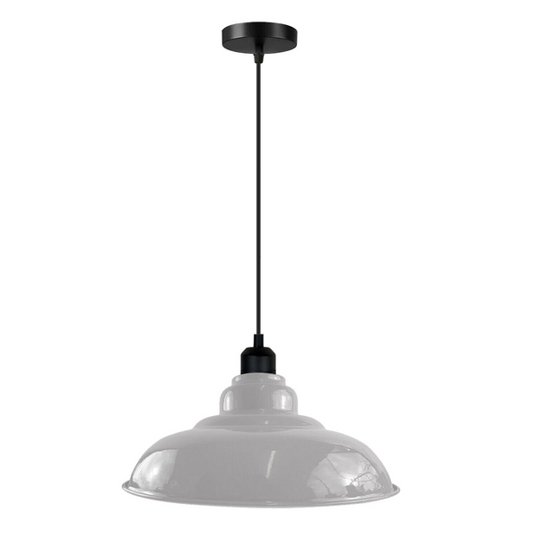 LEDSone industrial Vintage  32cm  White Pendant Retro Metal Lamp Shade E27 Uk Holder~3690