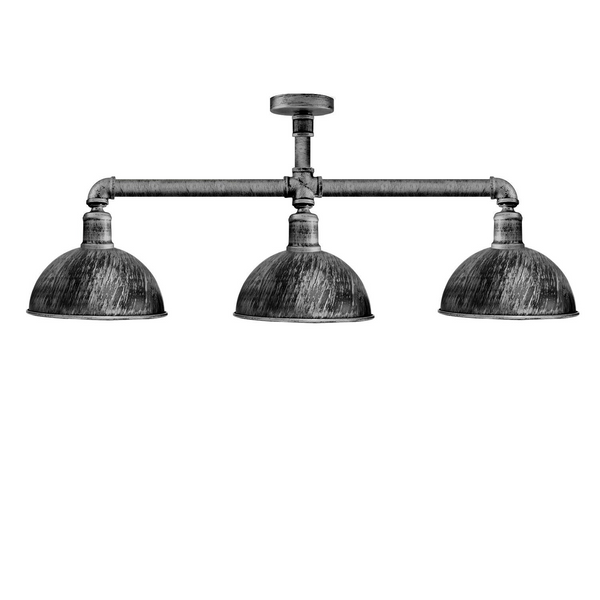 Industrial Retro Texas Style Pipe Lights Semi Flush Brushed Silver Metal Ceiling Lamp Shade E27~3595