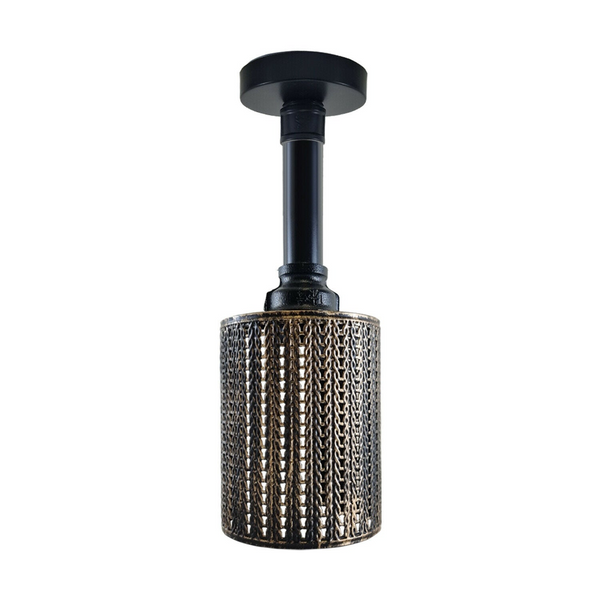 Modern Industrial Pipe Ceiling Light Fitting Vintage Brushed copper Cage Flush Lights UK~3608