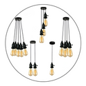 Multi Way Black Modern Ceiling Pendant Fitting LED Light Bulbs Lampshade UK~2257