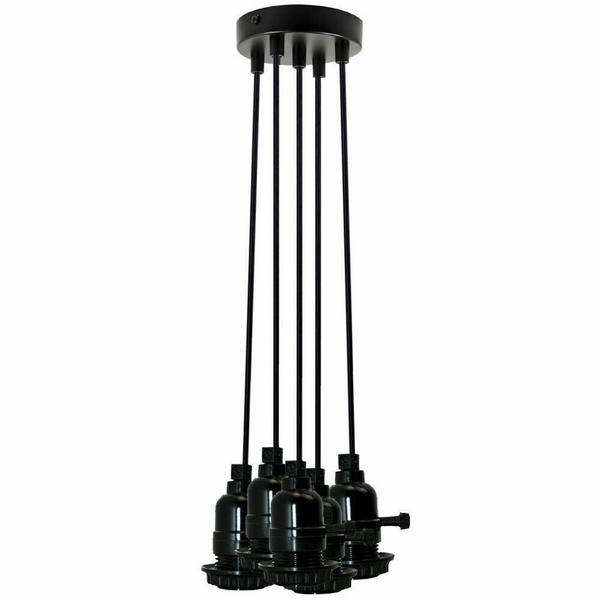 Multi Way Black Modern Ceiling Pendant Fitting LED Light Bulbs Lampshade UK~2257