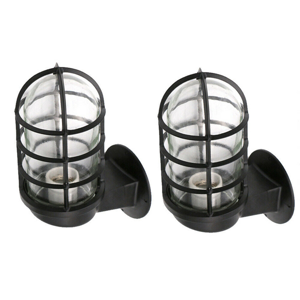Pair of wall lights wall sconce black indoor Vintage retro antique industrial iron cage~2009
