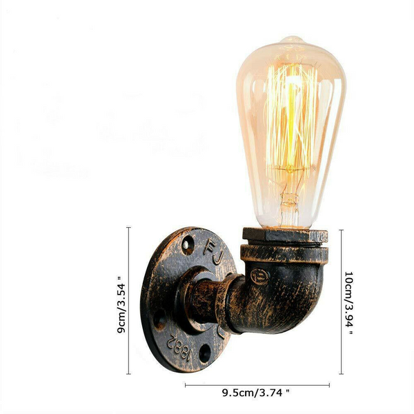 Vintage Industrial Water Pipe Lamp Retro Light Steampunk Wall Sconce + Free Bulb~2136