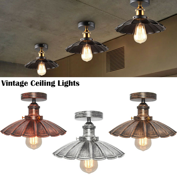 Vintage Retro Industrial Flush Mount Farmhouse Ceiling Light Shade chandelier UK~2225