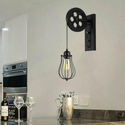 Retro Industrial Pulley Wheel Wall Light Fixture Metal Balloon Cage Shade Indoor Light Fitting~1212