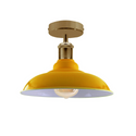 Industrial Vintage Retro Flush Mount Glossy Shade Yellow colour Ceiling Light E27 UK~3764