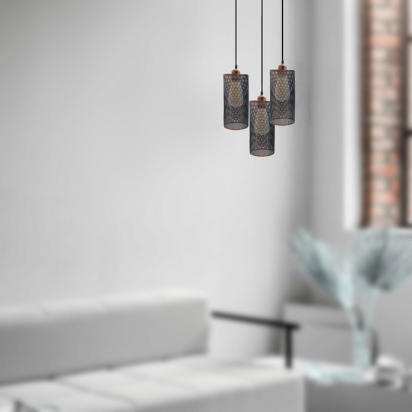 Industrial vintage Retro3 way Round ceiling Various colours cage pendant light E27 Uk Holder~3968