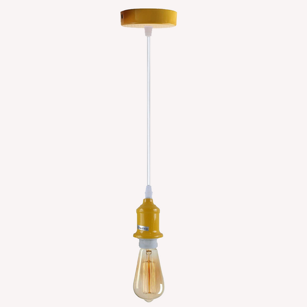 Industrial Vintage Yellow Ceiling Light Fitting E27 Pendant Holder~4044