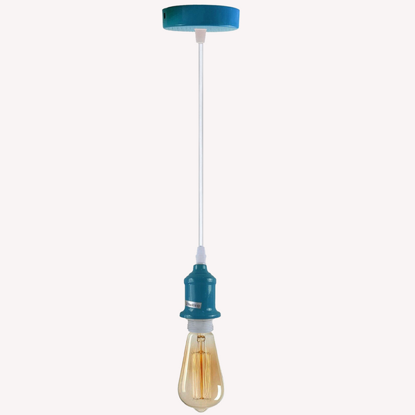 Industrial Vintage Cyan Blue Ceiling Light Fitting E27 Pendant Holder~4041