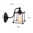 Industrial Wall Mounted Lights Black Sconce Wire Cage Lamps set~2164