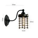 Industrial Wall Mounted Lights Black Sconce Wire Cage Lamps set~2164