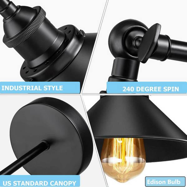 2 Pack E27 Vintage Industrial Retro Wall Lights Fittings Indoor Sconce iron Metal Lamps~3563