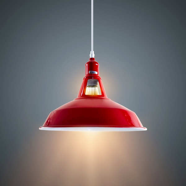 Industrial Vintage Modern Metal Retro  E27 Ceiling Red Barn Slotted Pendant Shade~3742
