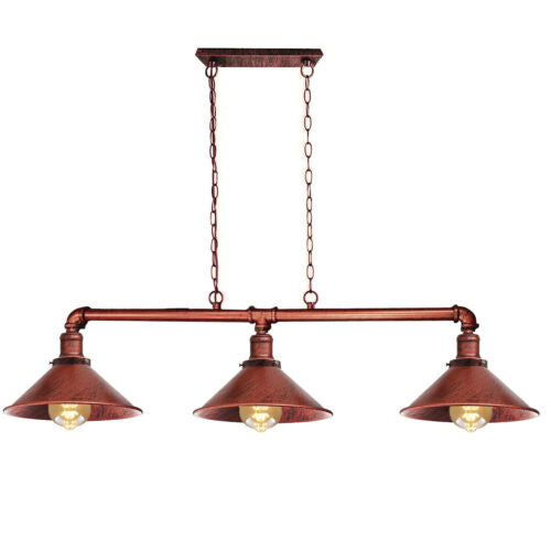 3 Lights Industrial Chandelier Steampunk Lamp Hanging Rustic Red ~1292