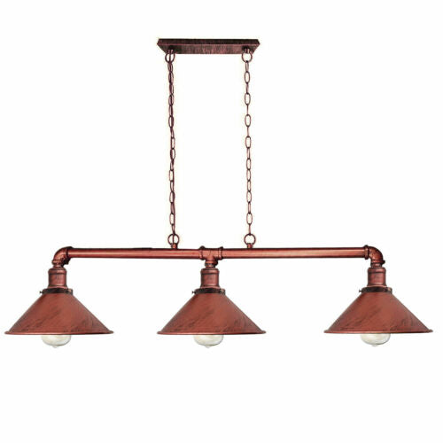 3 Lights Industrial Chandelier Steampunk Lamp Hanging Rustic Red ~1292