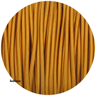 16Ft 18 Gauge 2 Conductor Round Cloth Covered Wire Braided Light Cord Gold~1343