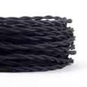 32Ft Twisted Cloth Covered Wire 18 Gauge 3 Conductor Braided Light Cord Black~1505