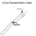 32Ft Twisted Cloth Covered Wire 18 Gauge 3 Conductor Braided Light Cord Black~1505