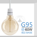 G95 B22 60W Dimmable Retro Globe Vintage Industrial Bulb~3080