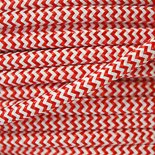 2 Core 0.75mm Round Vintage Braided Red And White Fabric Covered lamp cords~3030