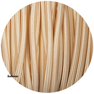 3 core Round Vintage Braided Fabric Light Gold Cable Flex 0.75mm~3041
