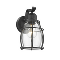 CHARLOTTE Industrial 1 Light Textured Black Outdoor Wall Sconce 10
