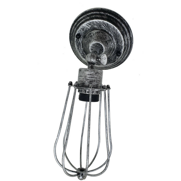 Rustic Wall Lamp Brushed Silver Sconce Industrial Wall Light Home Bedside~1522