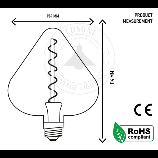 Heart 4W LED Light Bulb E26 Warm White Dimmable Vintage LED Filament Bulb~1510