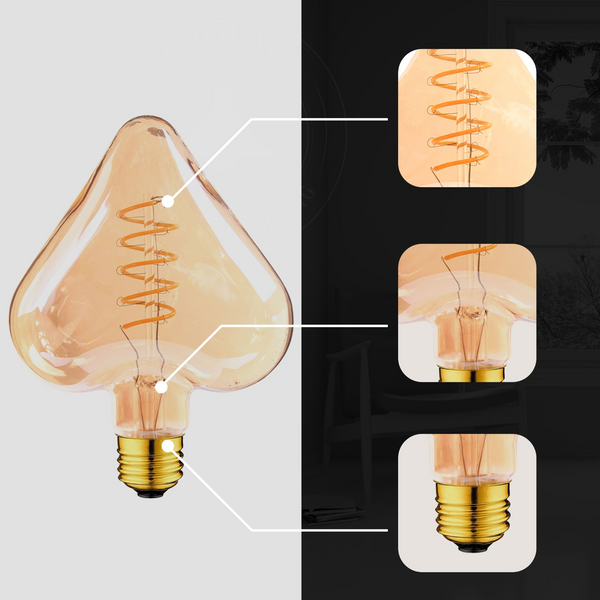 Heart 4W LED Light Bulb E26 Warm White Dimmable Vintage LED Filament Bulb~1510