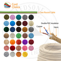 Vintage 2core Electric round cable covered with coloured fabric textile cable, Ideal for lights, lightning and lamps.~4085
