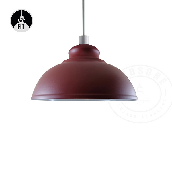 Burgundy Industrial Metal Easy Fit Curvy Shape Lamp Shade For Living Room Kitchen Dining Table Bedroom~1142