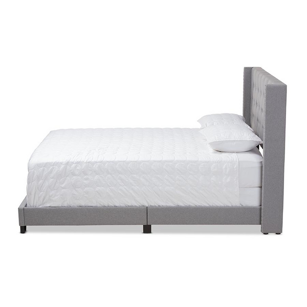 Brady Modern and Contemporary Light Grey Fabric Upholstered Queen Size Bed
