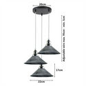 Black Industrial 3-Light Hanging Pendant Light Light Fixture Cone Shade~1517