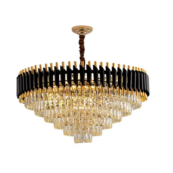 Modern Large Crystal Black Gold Chandelier Ceiling Pendant Light for Living Room~4118