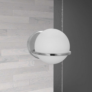 1LT Wall Sconce, Polished Chrome Finish with White Glass