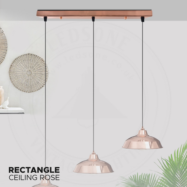 Rose Gold 3 Outlet Ceiling Rose Pendant Lighting Fixture 500 mm x 60 mm Modern Industrial Metal Fitting Ceiling Plate~4131