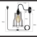 Black Metal Plug in Wall Lamp Gooseneck Wall Sconce Wire Cage 4m Wire with dimmer switch~1539