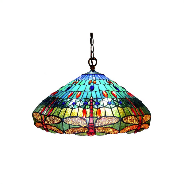 SCARLET Tiffany-style 3 Light Dragonfly Hanging Pendant Lamp 24