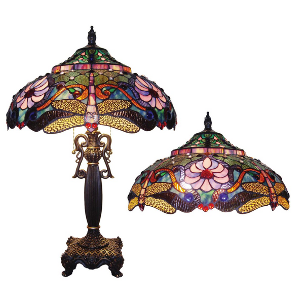 ZYGO Tiffany-style 2 Light Dragonfly Table Lamp 19