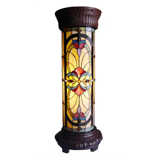 RUBY SPECTACLE Tiffany-glass 2 Light Victorian Pedestal Light Fixture 30