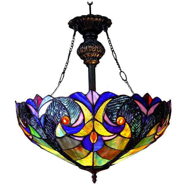 LIAISON Tiffany-style 2 Light Victorian Inverted Ceiling Pendant 18