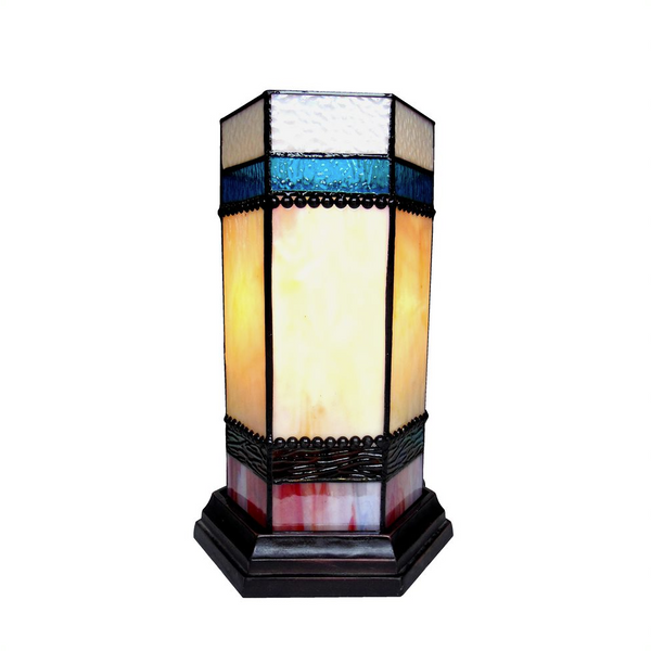 CHESTER Tiffany-glass Accent Pedestal 1 Light table lamp 14