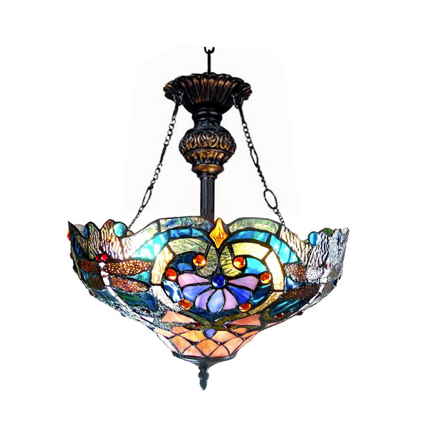 LYDIA Tiffany-style 2 Light Victorian Inverted Ceiling Pendant Fixture 17