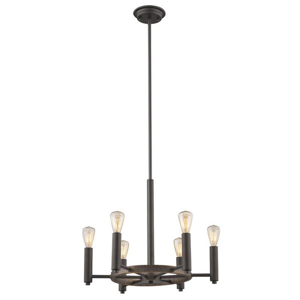 IRONCLAD Industrial-style 6 Light Rubbed Bronze Ceiling Pendant 20