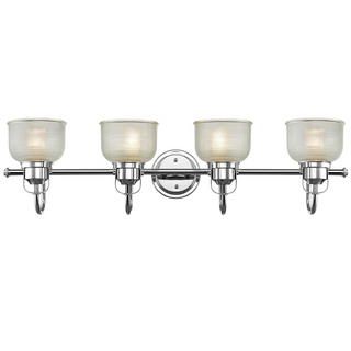 LUCIE Industrial-style 4 Light Chrome Finish Bath Vanity Wall Fixture Clear Prismatic Glass 34