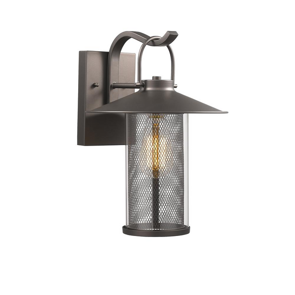 ELIJAH Industrial-style 1 Light Rubbed Bronze Outdoor Wall Sconce 14