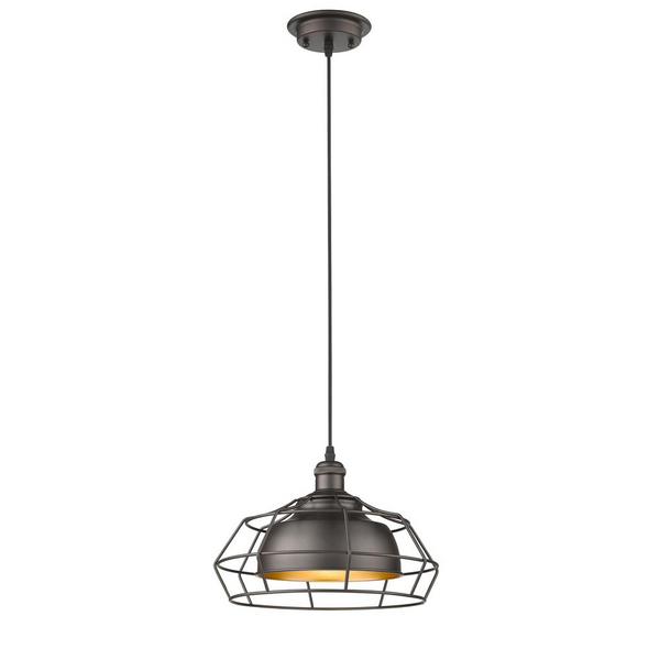 IRONCLAD  Industrial-style 1 Light Rubbed Bronze Ceiling Mini Pendant 12